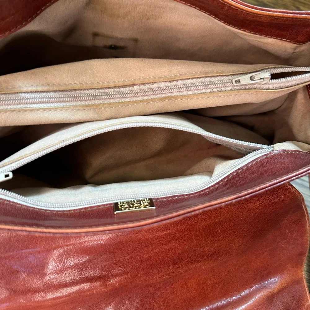 Oroton Sydney Vintage Cognac Leather Crossbody Bag Flap Shoulder Purse 80s 90s